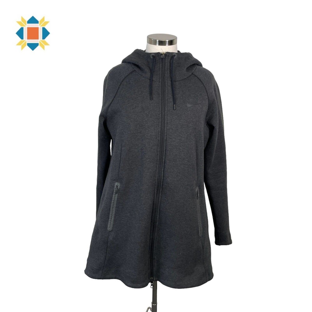 Nike Women's Medium Dark Gray Aeroloft Down Tech Fleece Parka Hooded Jacket